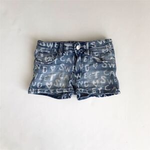H&M denim letter print shorts VGUC 8-9Y